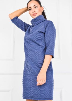 Sukienka pikowana z rozpinanym kołnierzem