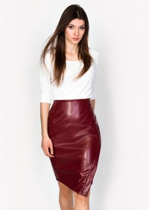 Spódnica z zakładką-Bordo-S