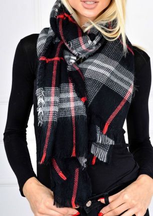 Szalik-chusta w kratę modne ciemne kolory